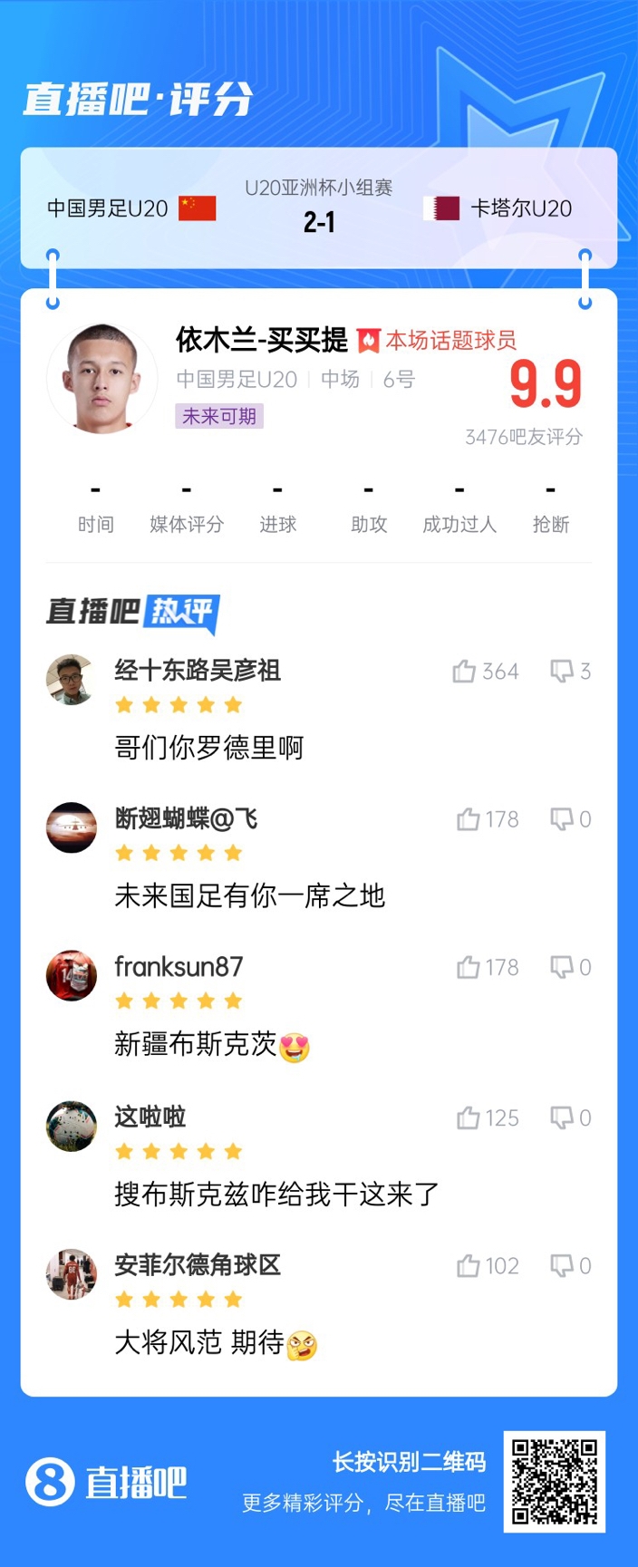  依木蘭+陳澤仕泰山中場連線！19歲依木蘭獲封：新疆布斯克茨！