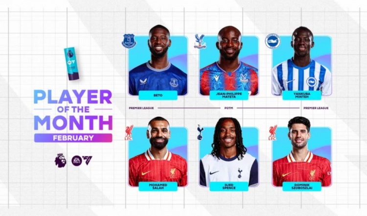  英超2月最佳候選：貝托、馬特塔、明特、薩拉赫、斯賓塞、索博