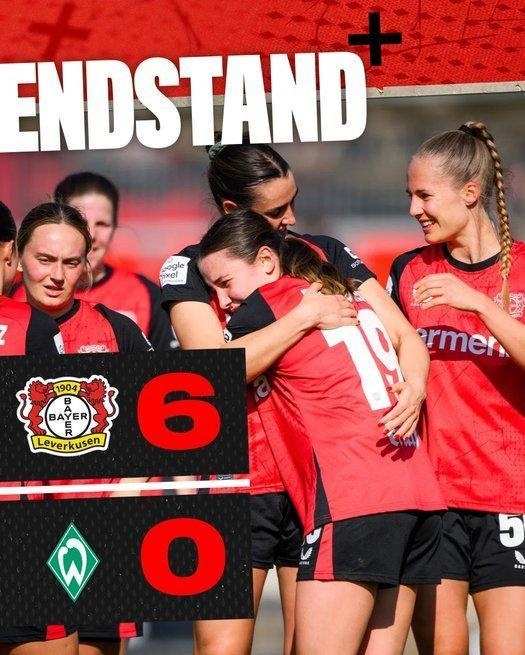  勒沃庫森女足6-0云達(dá)不來梅女足，沈夢(mèng)露首發(fā)出場(chǎng)59分鐘