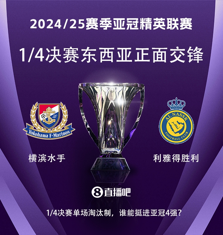  亞冠1/4決賽對(duì)陣：利雅得勝利vs橫濱水手，C羅vs安德森-洛佩斯！