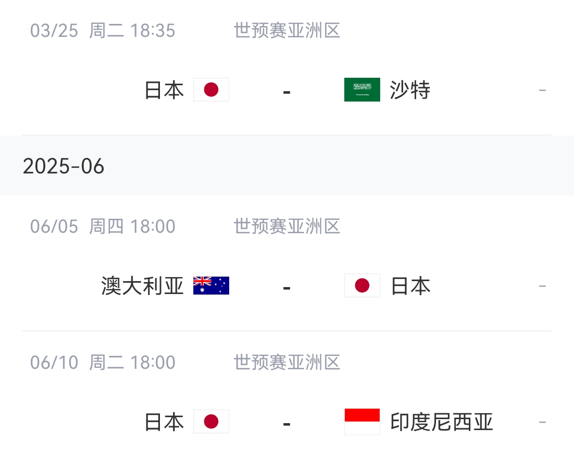  會不會放水？日本剩余賽程：主場vs沙特&印尼，客場vs澳大利亞