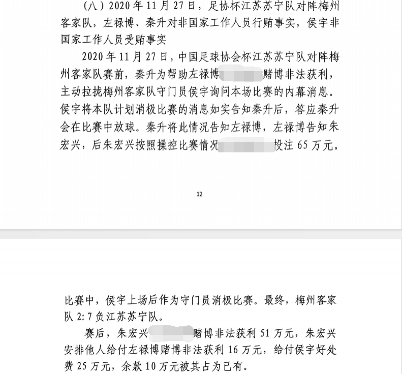  網(wǎng)傳判決書：足協(xié)杯梅州2-7江蘇，梅州門將侯宇收25萬消極比賽