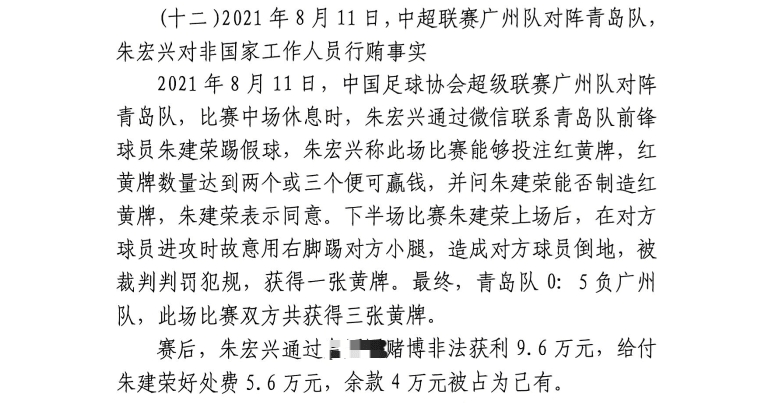  網(wǎng)傳判決書(shū)：青島球員朱建榮故意踢對(duì)方小腿，染黃收5.6萬(wàn)好處費(fèi)