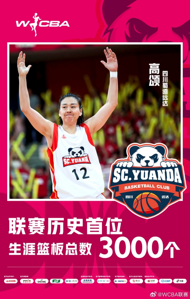  十八載鑄就傳奇！WCBA官方：高頌榮膺聯(lián)賽歷史首位籃板達(dá)3000球員